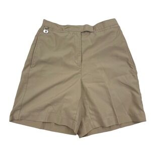 Liz Golf Khaki Flat Front Shorts Sz 4 Polyester Coolmax 28" Waist Activewear